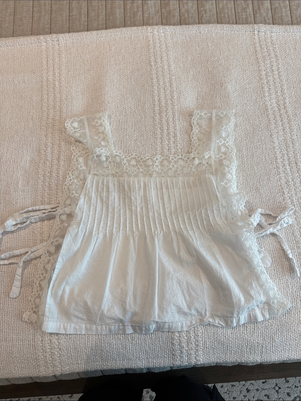 Lace-Trim White Peasant Crop Top